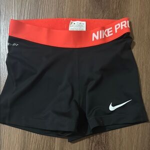 Nike Pro Black Shorts with Red Waistband